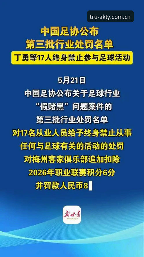 足协第三批禁足名单最新动态：65人被罚，终身禁赛17人，行业地震持续发酵